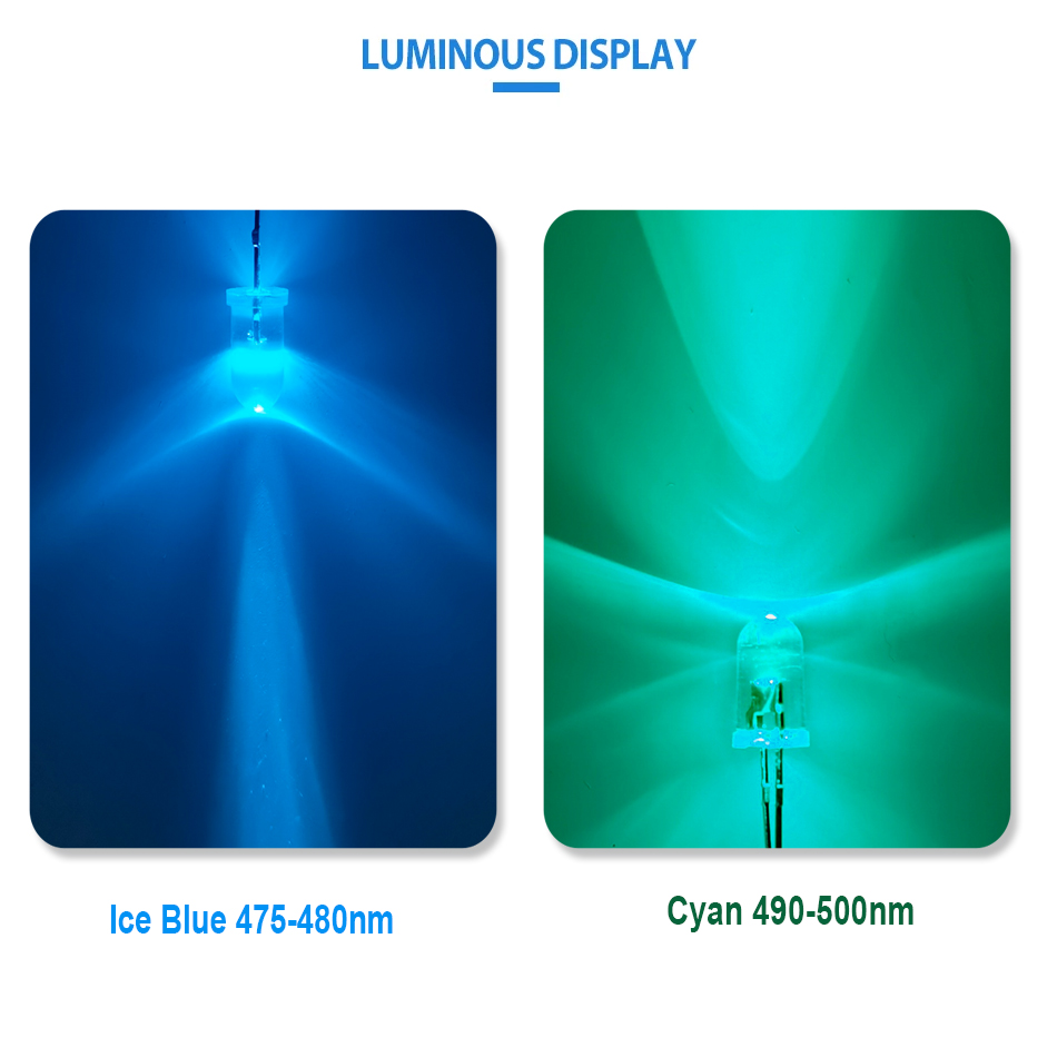 5mm 2pin Cyan  Ice Blue 480nm  - Actinic Blue Led 评论和价格