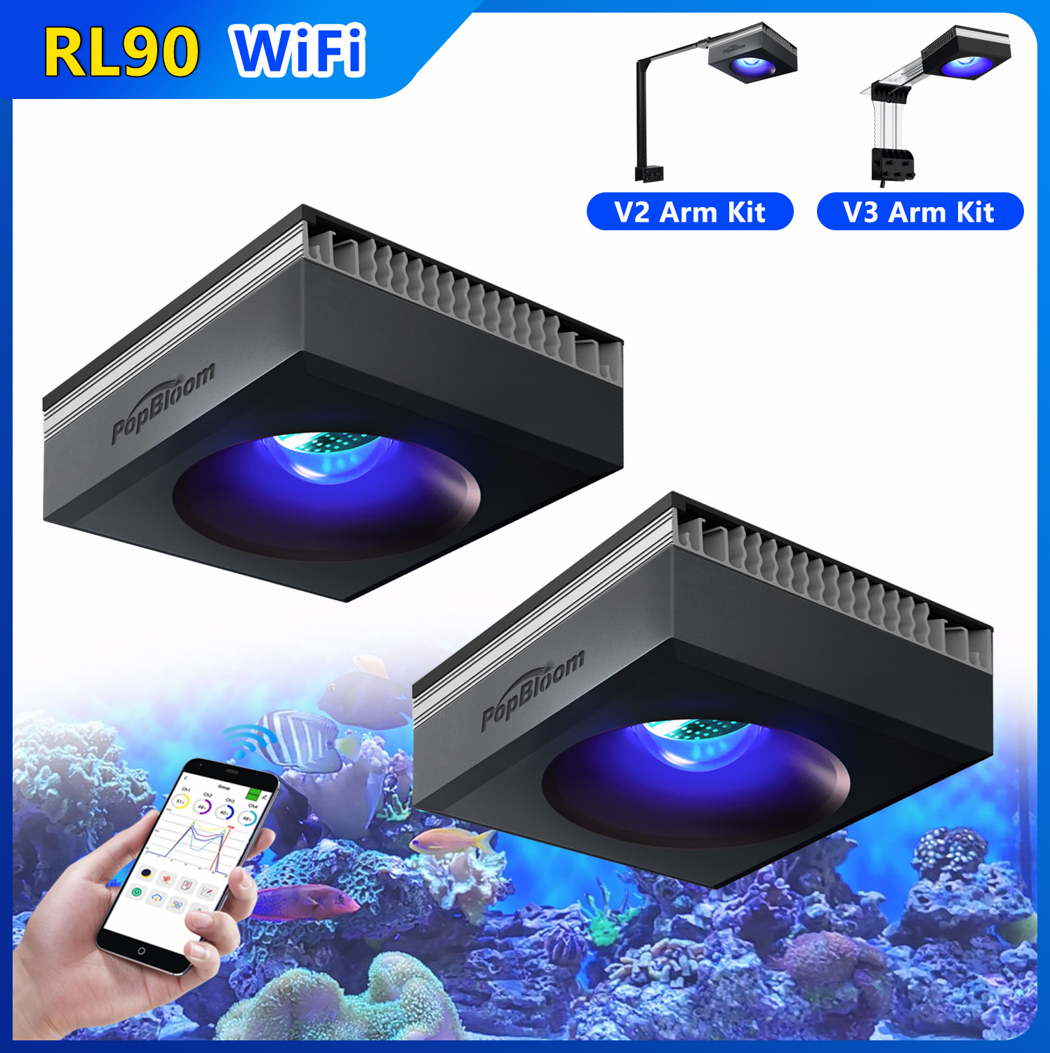PopBloom 2PCS RL90 LED Aquariu - Aquarium Marine Rock 评论和价格