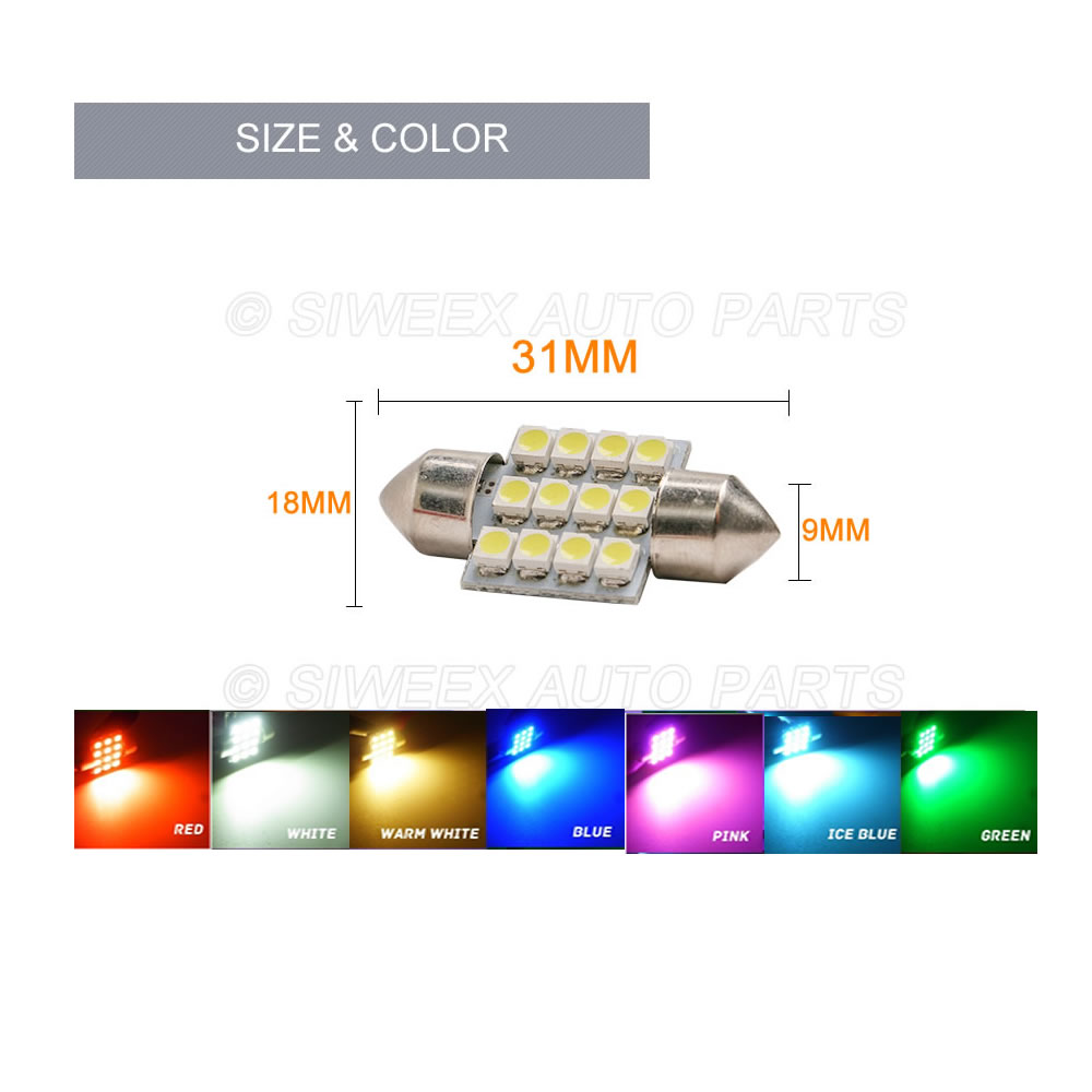 31mm 3528 1210 SMD 12 LED Car  - Actinic Blue Led 评论和价格